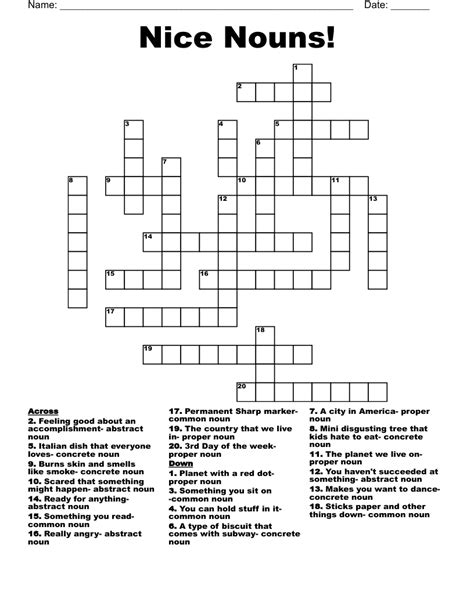 word before a noun crossword